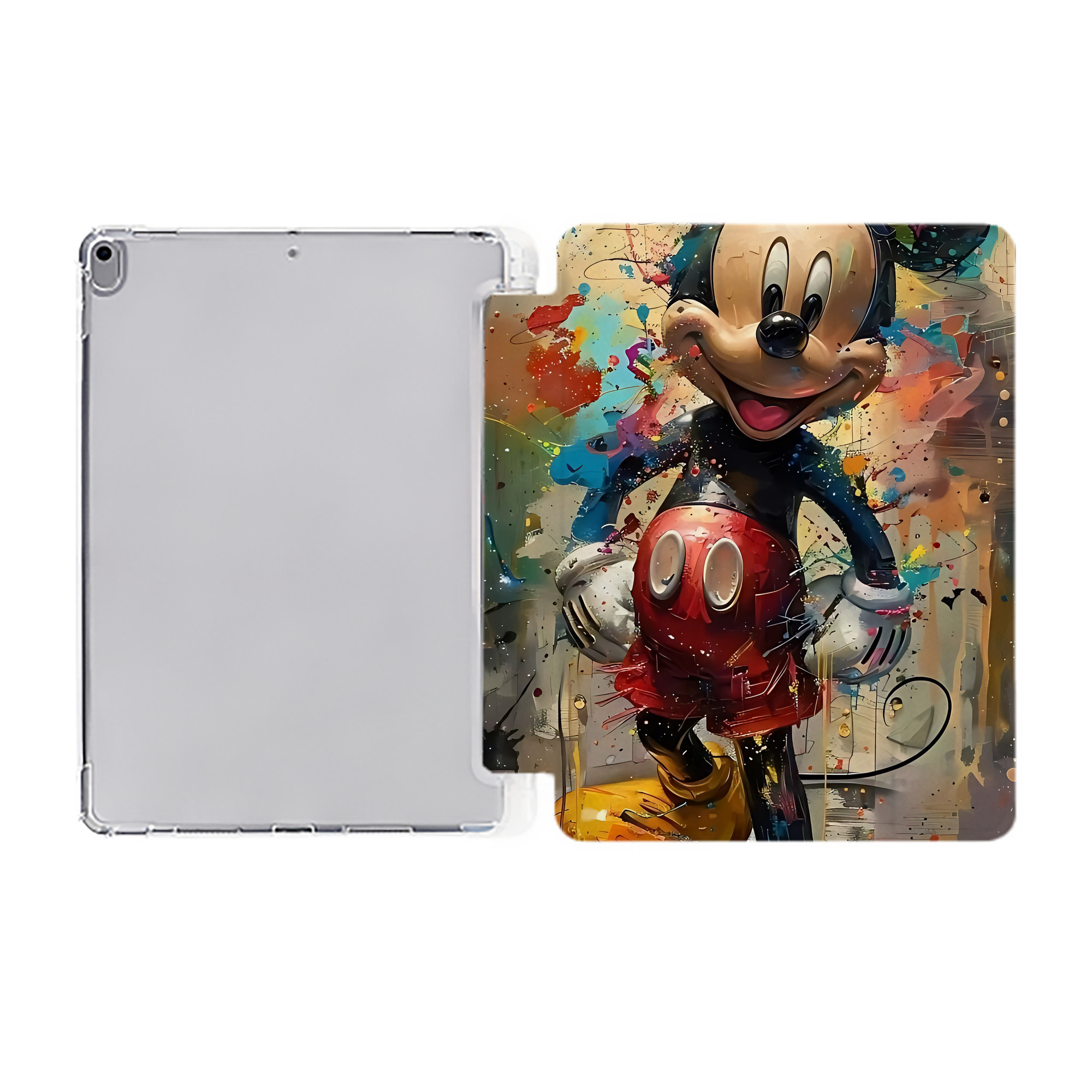 （画像用） ミッキーマウス Mickey Mouse IPad ケース ペン収納付き 三つ折りスタンド PUレザー×シリコン 対応機種9.5/10.5/10.9インチ
